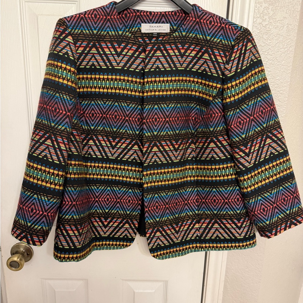 Tahari Multicolor Geometric Blazer